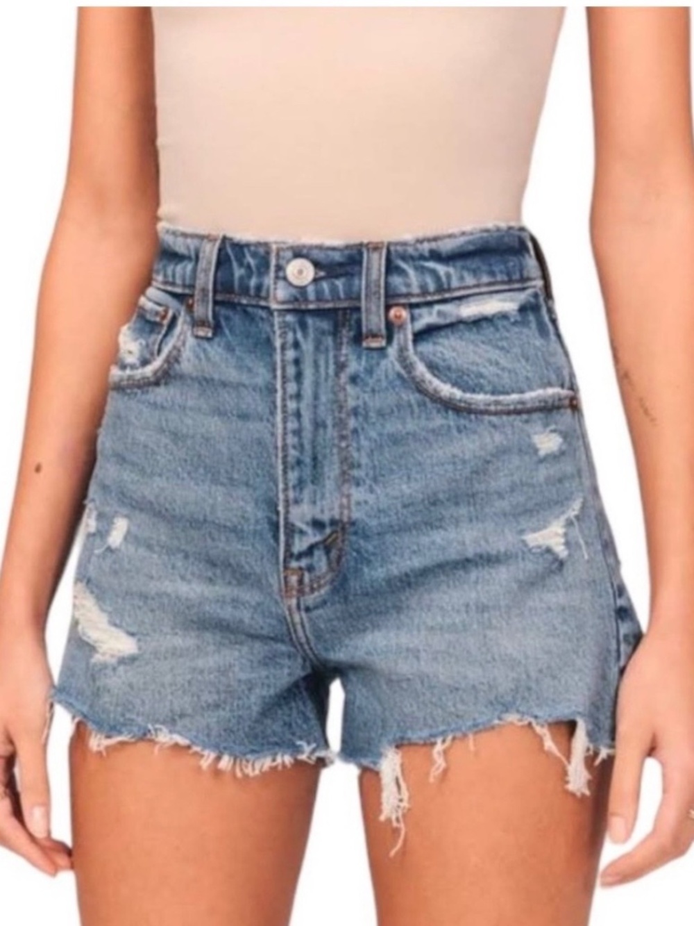 ABERCROMBIE AND FITCH MOM SHORT CURVE LOVE HIGH RISE CUT OFF SHORTS